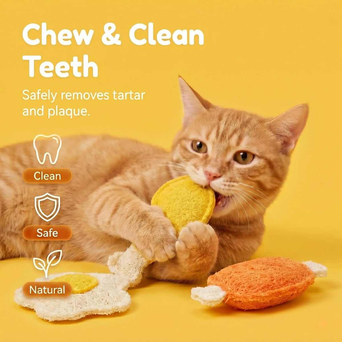 Cat chewing a soft catnip toy designed for interactive play