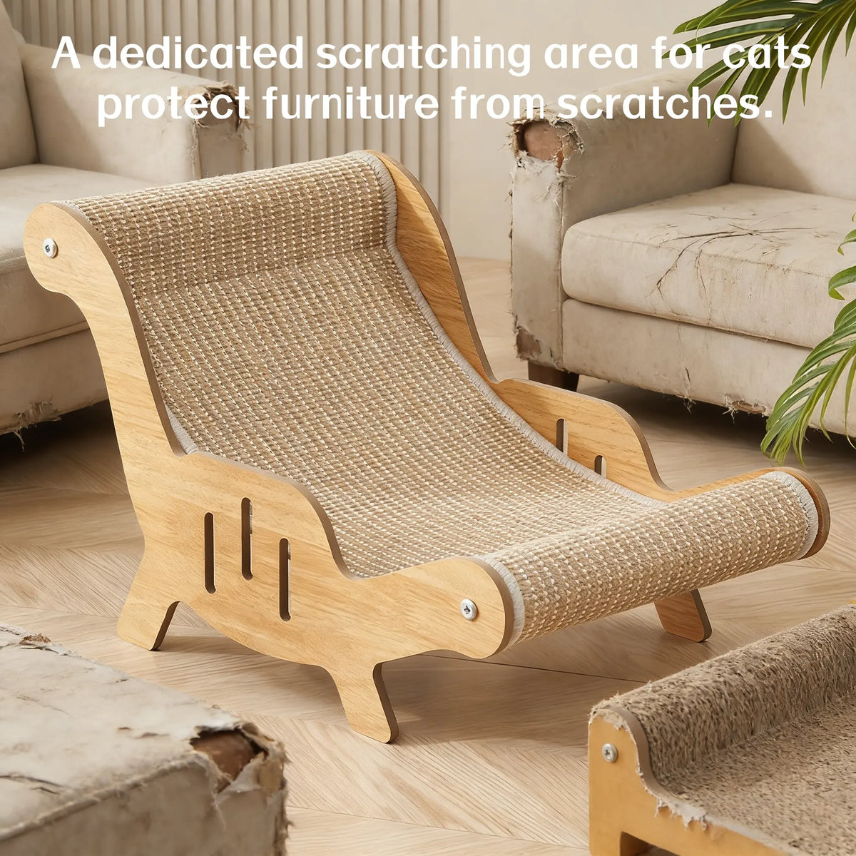 Cat scratcher lounge with replaceable cardboard scratching surface