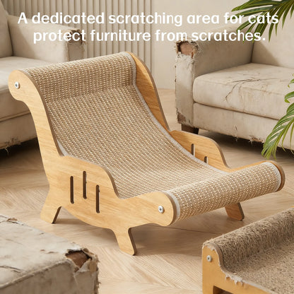 Cat scratcher lounge with replaceable cardboard scratching surface
