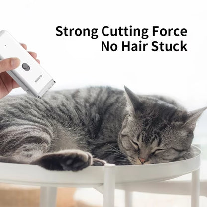 Cordless pet hair clipper trimming a cat with strong cutting power
