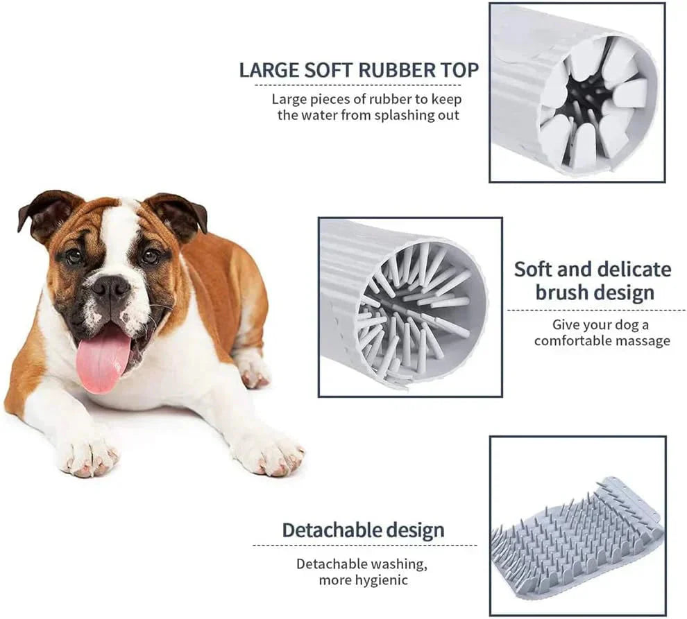 Dog paw cleaner with soft silicone bristles for gentle paw cleaning