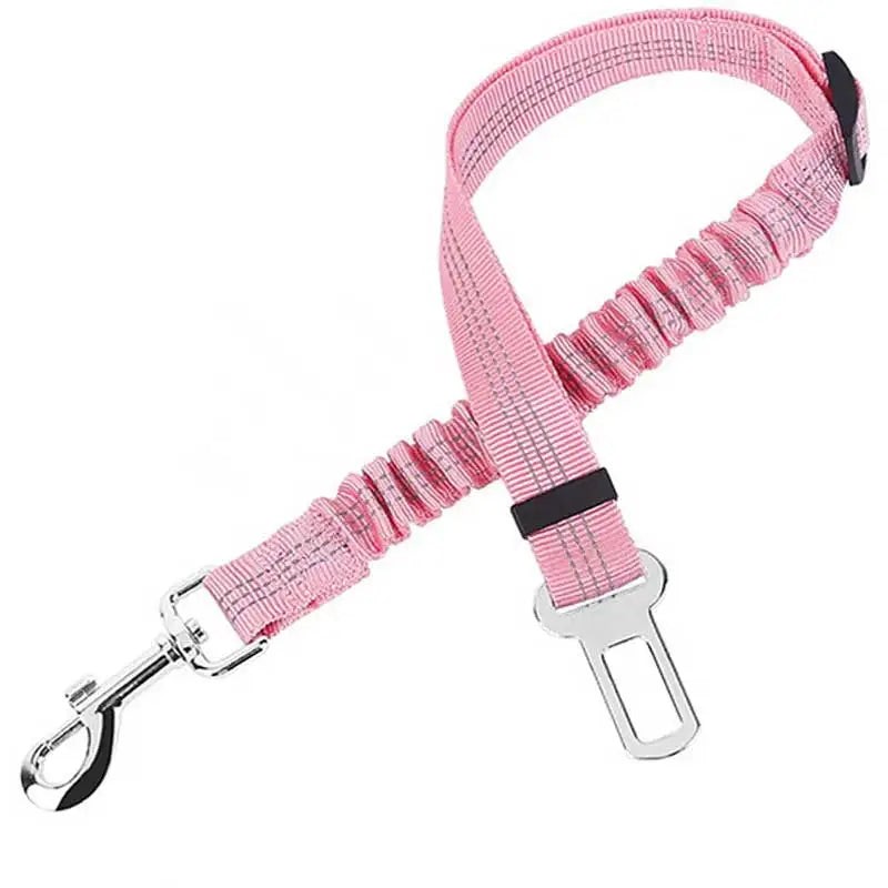 Pink elastic pet car seat tether