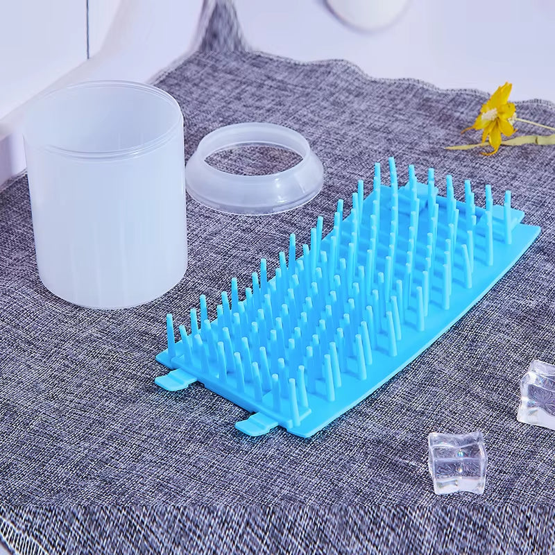 Detachable paw cleaner cup with silicone bristle insert