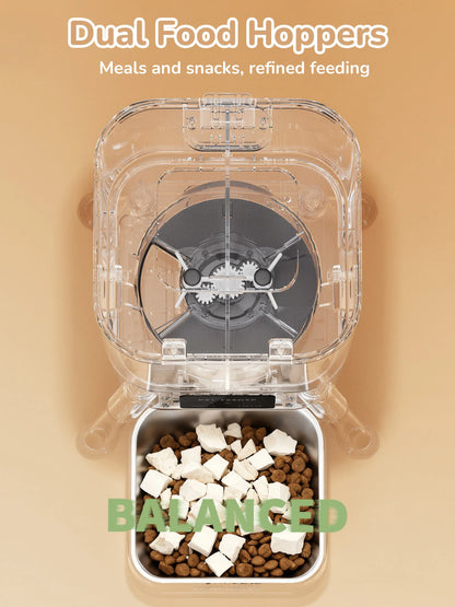 Smart pet feeder with large dry food storage hopper