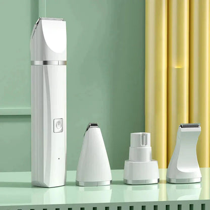 Pet grooming trimmer with clipper and grooming attachments