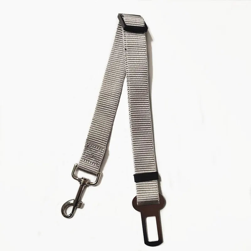 Gray adjustable pet car seat belt